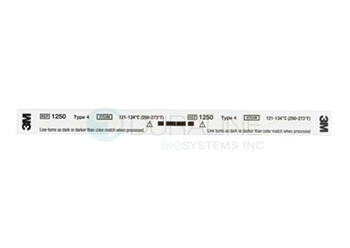 3M Comply 1250 Steam Chemical Indicator Strips, 5/8 x 8 in, perforated, 240 per box, 8 boxes per case