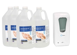 Liquid Gel Hand Soap Dispenser and Hand Sanitizer Gel, Automatic Liquid Gel Sanitizer Dispenser, Touchless - holds over 32oz with 1000mL refillable tank, AeroCleanse Hand Sanitizer Gel, with 70% Alcohol, 1 Gallon with Pump Top, 4 bottles/case