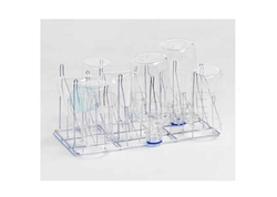 Insert with 28 spring hooks for laboratory glassware