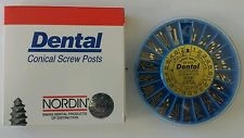 Dental Screw Post Authentic NORDIN Complete Kit Gold 120 Posts 2 Key Wrench Tool