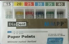 Diadent Absorbent Paper Points Size 15-40 ISO Color Coded Box of 200