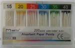 Absorbent Paper Points 15-40 Assorted Color Coded Box of 200Â Meta Biomed Dental