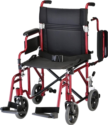 NOVA Medical Products Lightweight Transport Chair with Removable & Flip Up Arms for Easy Transfer