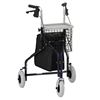 NOVA Traveler 3 Wheel Rollator Walker, All Terrain 8â€ Wheels, Includes Bag, Basket and Tray, Red