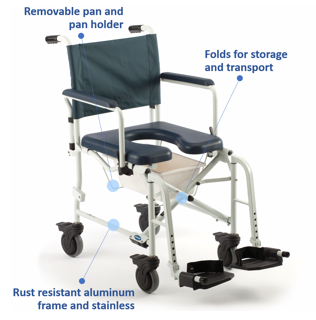 Mariner Rehab Shower Chair 6795, 6891,6895 - Shower Commode Wheelchair