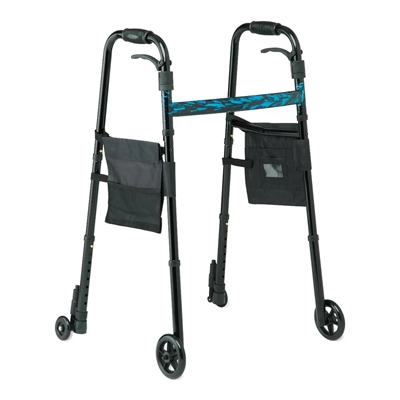 Medline Folding Trigger Walker with 5" Wheels