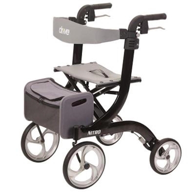 Nitro Aluminum Rollator, Hemi Height, 10" Casters