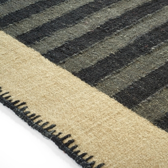 Elitis Ahora Dogon.  Tan and gray striped linen and cotton area rug.  Click for details and checkout >>