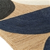 Elitis Rocky tapis accent rug.   Navy blue and black circle pattern weave handmade jute area rug.  Click for details and checkout >>