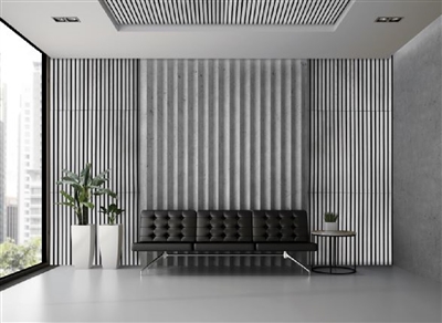 White Nocturne Oak Real Wood Wall Peel and Stick Acoustical Wall Slats.  Click for details and checkout >>