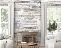 Rustic Farmhouse White Real Wood Peel and Stick Wall Planks.  Click for details and checkout >>