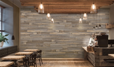 Backcountry Barn Wood Real Wood Peel and Stick Wall Planks.  Click for details and checkout >>