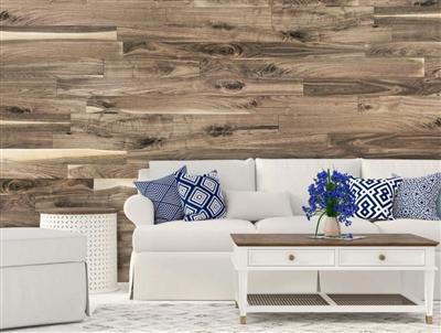 Unfinished Stainable Walnut Real Wood Peel and Stick Wall Planks.  Click for details and checkout >>