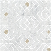 Elitis Domino Aladin RM 254 01.  Gray and white triple diamond pattern art deco wallpaper.  Click for details and checkout >>