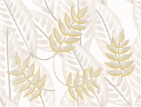 Elitis Flower Power TP 302 01.  Soft white oversized retro botanical leaf wallpaper.  Click for details and checkout >>