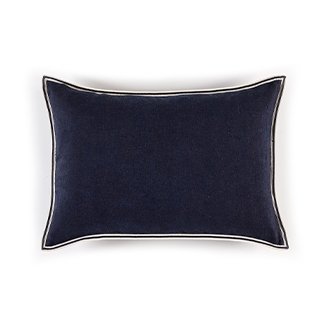 Elitis Big Philia CO 193 49 06 Bleu encre deep blue viscose linen sold color designer accent cushion cover.  Click for details and checkout >>