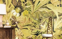 Elitis Matieres a Vegetales VP 992 03.  Exotic yellow and green jungle design wallpaper panoramic mural.  Click for details and checkout >>