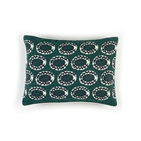 Elitis Eze CO 186 69 02 Obsidian printed embroidered linen, emerald green bohemian chic throw pillow.  Click for details and checkout >>