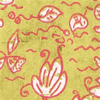 Elitis Domino Flirt Aquatique RM 255 05.  Lime green floral pattern art deco wallpaper.  Click for details and checkout >>