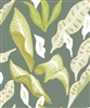 Elitis Flower Power TP 305 02.  Light green large scale floral leaf print wallpaper.  Click for details and checkout >>