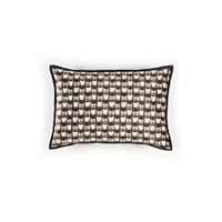 Elitis Gemmail CO 191 17 04 Eucalyptus printed velvet scallop pattern with black piping accent cushion cover.  Click for details and checkout >>