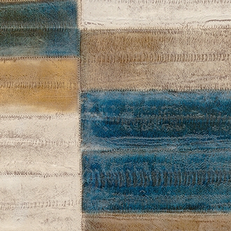 Elitis Anguille Legend VP 425 05.  Blue & brown faux eel skin wallpaper.  Click for details and checkout >>