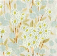 Elitis Volver VP 922 01.  Pastel color blue & green floral, vinyl raffia embossed wallpaper for a wall. Click for details and checkout >>