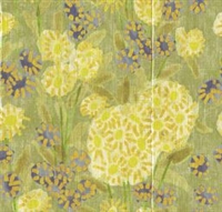 Elitis Volver VP 922 03.  Pastel yellow floral, vinyl raffia embossed wallpaper for a wall. Click for details and checkout >>