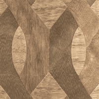 Elitis Nappees RM 435 72.  Walnut custom inlay geometric pattern real wood wallpaper.  Click for details and checkout >>