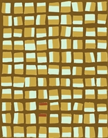 Elitis Initiation TP 312 02.  Mustard yellow and brown geometric abstract print wallpaper.  Click for details and checkout >>