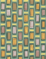 Elitis Initiation TP 313 03.  Green and yellow geometric square retro print wallpaper.  Click for details and checkout >>