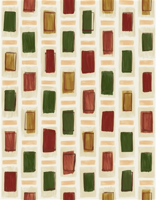 Elitis Initiation TP 313 04.  Emerald green and ruby red geometric square retro print wallpaper.  Click for details and checkout >>