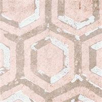 Elitis Domino Revivals RM 252 04.  Pink hexagon pattern art deco girls bedroom wallpaper.  Click for details and checkout >>