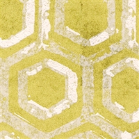 Elitis Domino Revivals RM 252 05.  Yellow hexagon pattern art deco powder room wallpaper.  Click for details and checkout >>