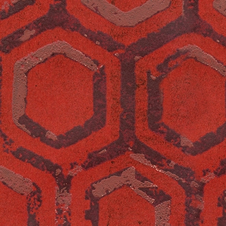 Elitis Domino Revivals RM 252 08.  Red hexagon pattern art deco dining room wallpaper.  Click for details and checkout >>