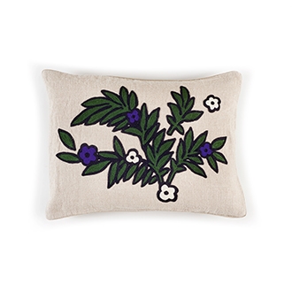 Elitis Riviera CO 187 53 02 Amethyst embroidered linen botanical accent throw pillow.  Click for details and checkout >>