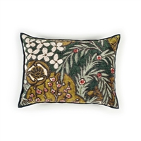 Elitis Vence CO 190 68 02 printed velvet forest green multi color with black piping throw pillow.  Click for details and checkout >>