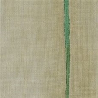 Elitis Volver VP 921 04.  Taupe with green vertical stripe vinyl raffia effect wallpaper for a wall. Click for details and checkout >>