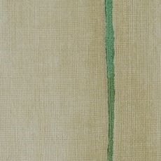 Elitis Volver VP 921 04.  Taupe with green vertical stripe vinyl raffia effect wallpaper for a wall. Click for details and checkout >>