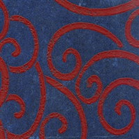 Elitis Domino Volutes RM 253 11.  Purple with red curlicue pattern art deco wallpaper.  Click for details and checkout >>