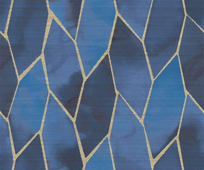 Elitis Soie Changeante VP 932 41.  Royal blue botanical vinyl silk effect wallpaper for a wall. Click for details and checkout >>