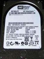 WESTERN DIGITAL WD740HLFS VELOCIRAPTOR 74GB 10000RPM SATA-II 16MB BUFFER 3.5INCH INTERNAL HARD DISK DRIVE. REFURBISHED. IN STOCK.