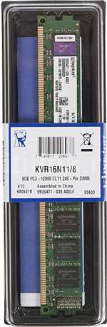 KINGSTON - 8GB (1X8GB) 1600MHZ PC3-12800 CL11 NON-ECC UNBUFFERED DDR3 SDRAM 240-PIN DIMM KINGSTON MEMORY FOR ASROCK MOTHERBOARD (KVR16N11/8). BULK. IN STOCK.