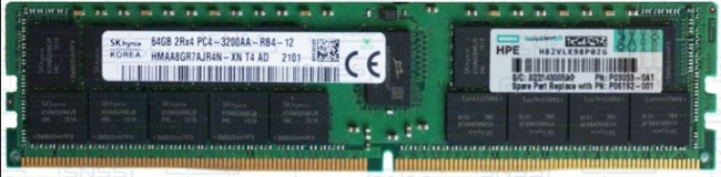 HP P06192-001 64GB DUALRANK X4 DDR4-2933 REGISTERED RDIMM Memory. BULK. IN STOCK.