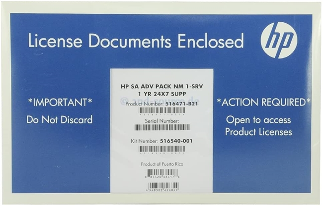 HPE 516471-B21 Smart Array Advanced License Pack Server Card p410 p411 p212. BULK. IN STOCK.