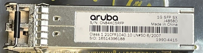 HP J4858D ARUBA 1G SFP LC SX 500m OM2 MMF Transceiver. BULK. IN STOCK.