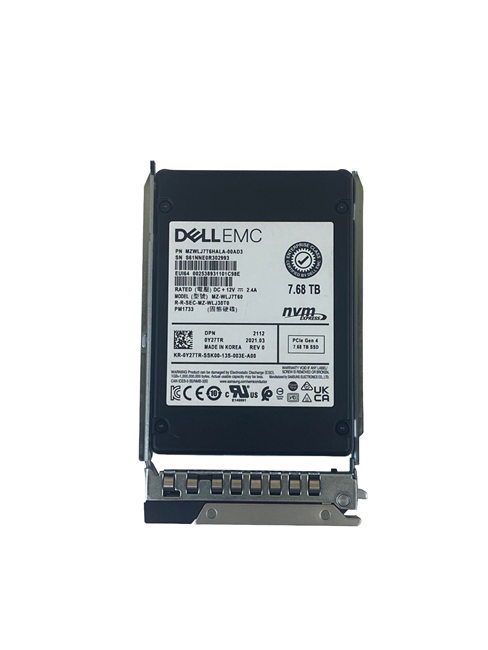Dell Y27TR 7.68TB NVMe PCIe Read Intensive TLC 2.5 SSD PM1733 (Gen 4). BULK. IN STOCK.