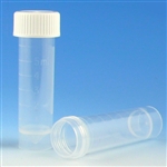 Transport Tube, 5mL, with Separate White Screw Cap, PP, Conical Bottom, Self-Standing, Molded Graduations..