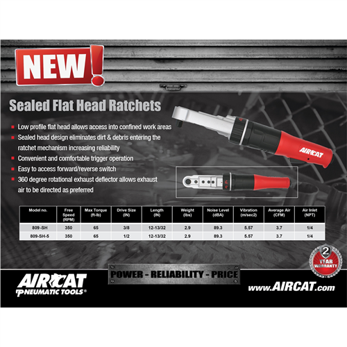Aircat 3/8" Flat Head Ratchet - Air Tools Online