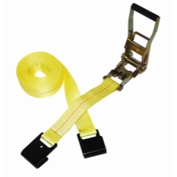 Flat Bed Trailer Ratcheting Strap, 2" x 27', with Flat Hooks, 3,333 lbs Load Limit, CVSA and DOT